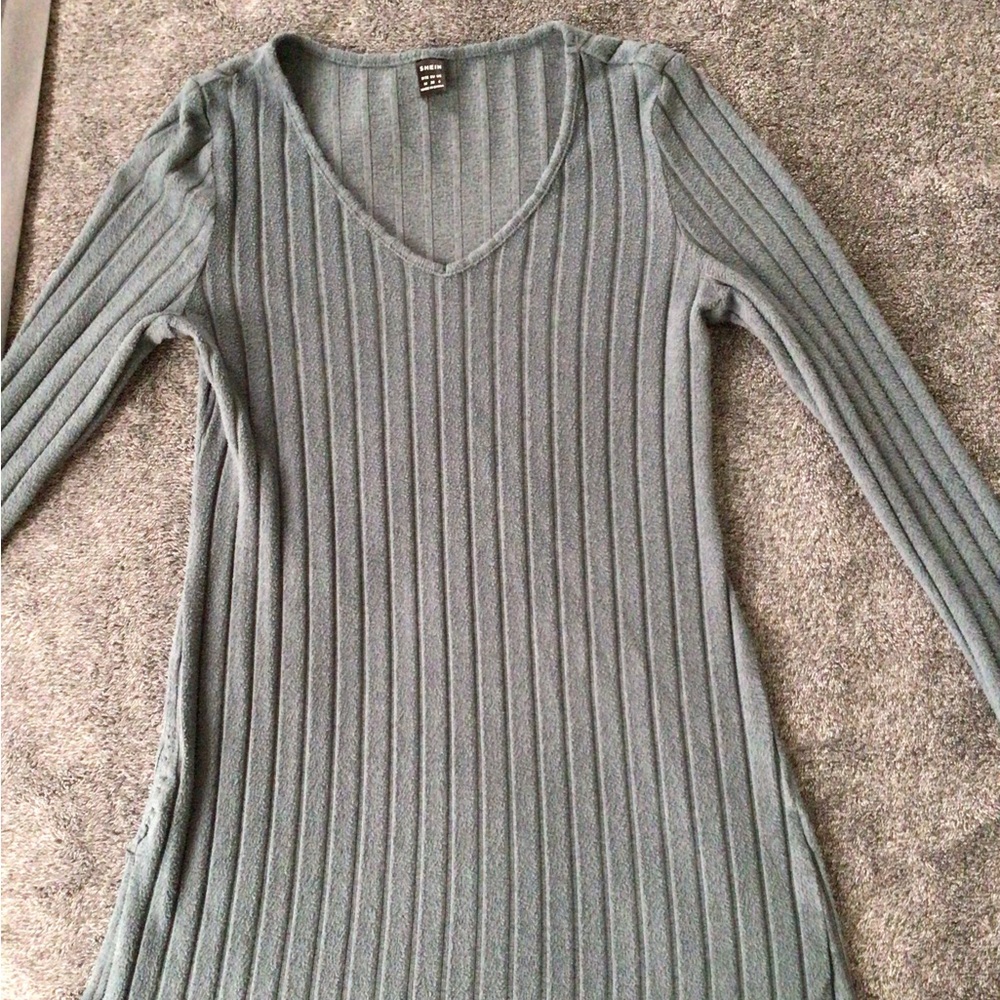 SHEIN Gray Ribbed Knit Top